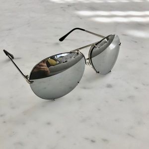 Silver Mirrored Oversized Aviator Sunglasses